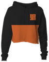 1031 Black & Orange Crop Split Color Pullover Hoodie