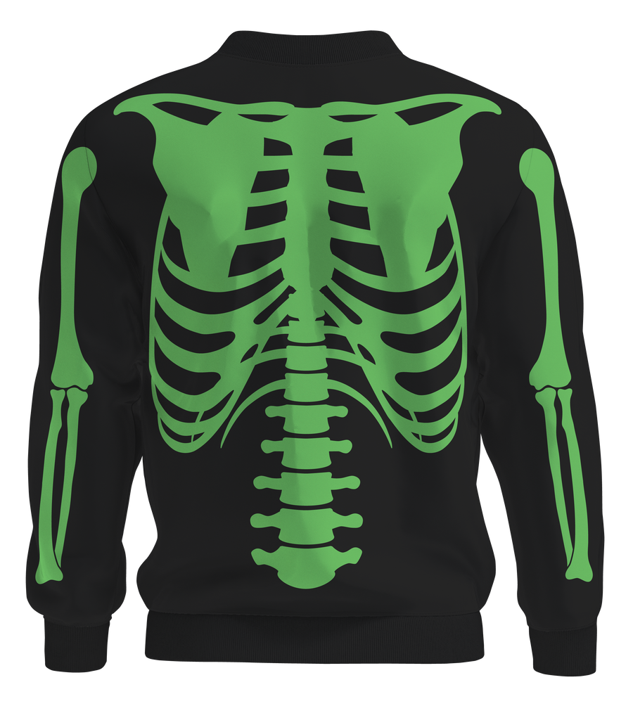 Black & Green Skeleton Bomber Jacket