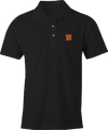 Black polo shirt with 1031 orange embroidery – Halloween-inspired business casual by Haunt Shirts