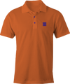 Orange polo shirt with 1031 purple embroidery – Halloween-inspired business casual by Haunt Shirts