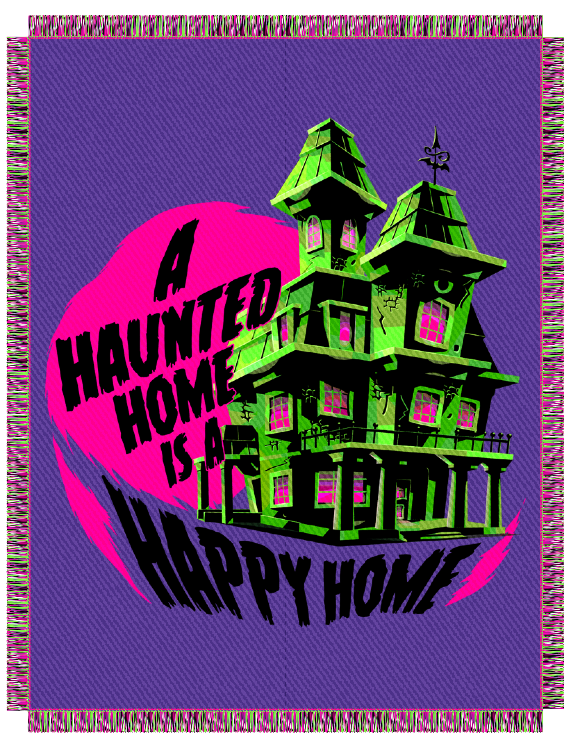 A Haunted Home Is A Happy Home Halloween Tapestry Blanket