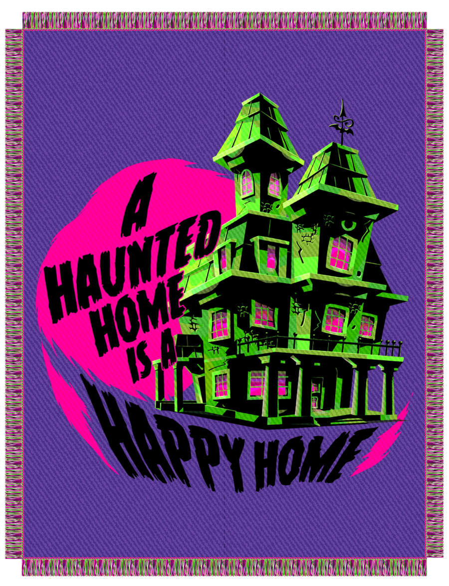 Spooky Tapestry halloween Blanket – A Haunted Home is a Happy Home Design