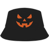 Black bucket hat with orange pumpkin face – bold Halloween hat by Haunt Shirts