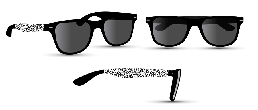 Black Halloween sunglasses with skull print on the side