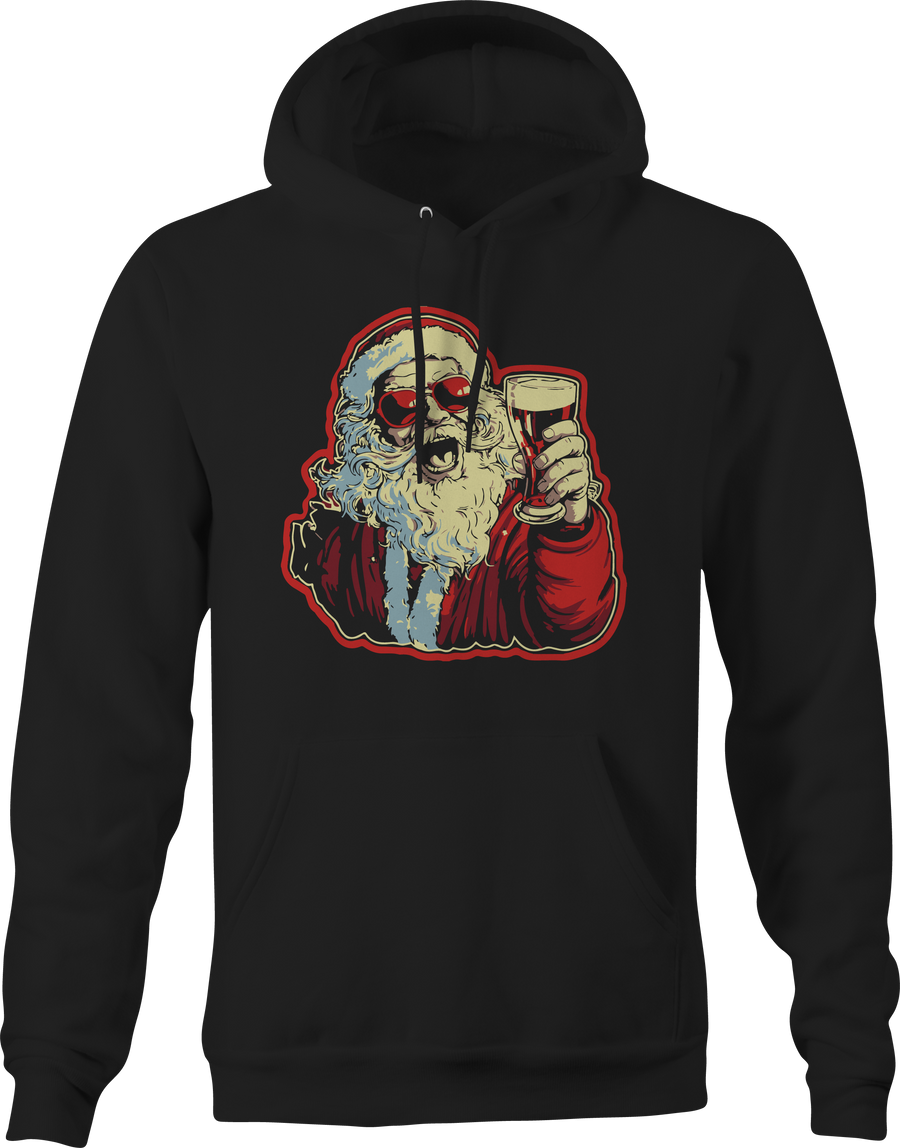 Cheers Santa Claus Black Hoodie – Festive Holiday Pullover