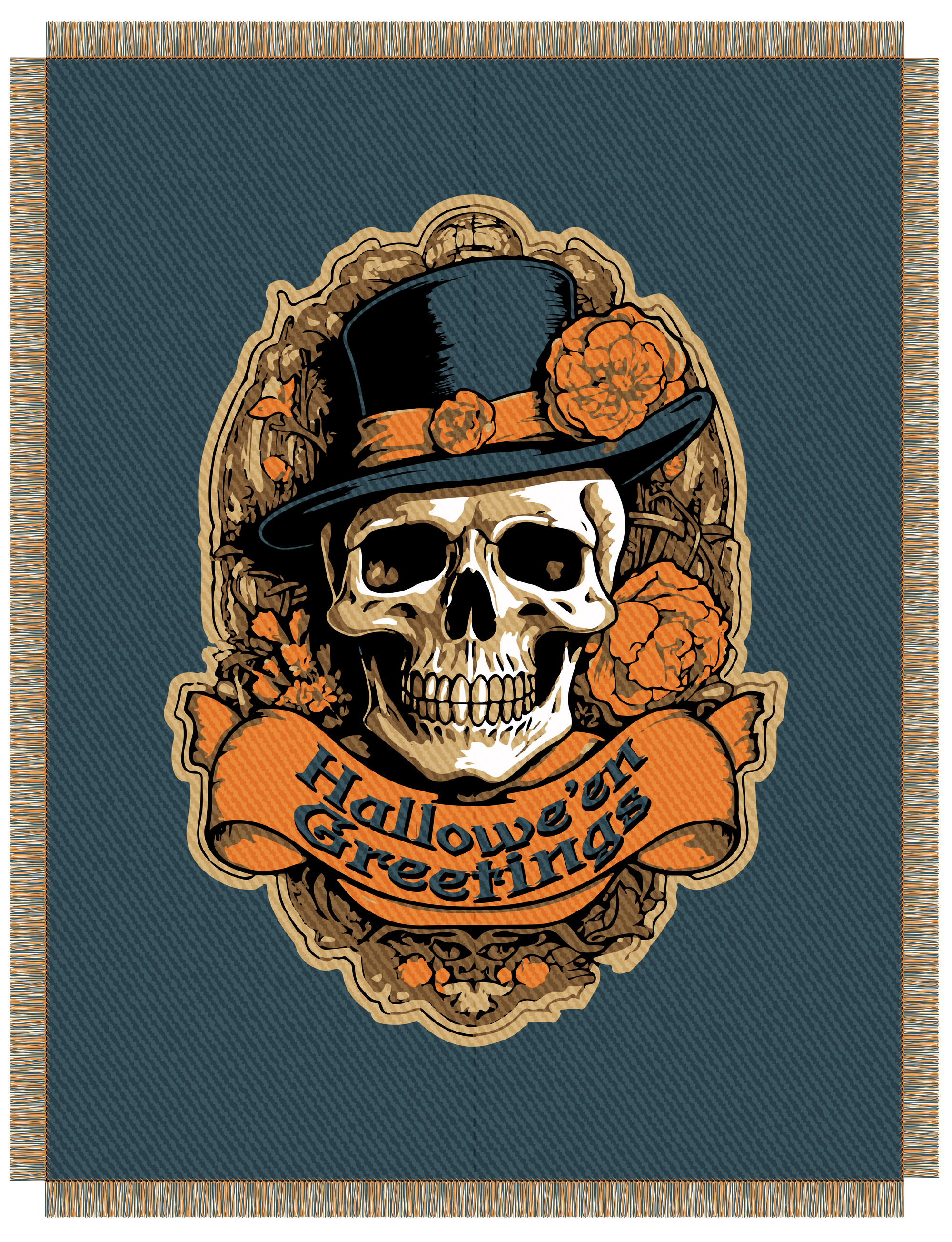 Hallowe'en Greetings Jacquard Cotton Tapestry Blanket