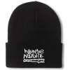 Halloween Black knit cuffed beanie with embroidered 'Haunter by Nature' design