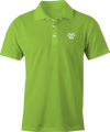 Lime green polo shirt with embroidered Haunt Shirts skull logo – Halloween-inspired casual wear