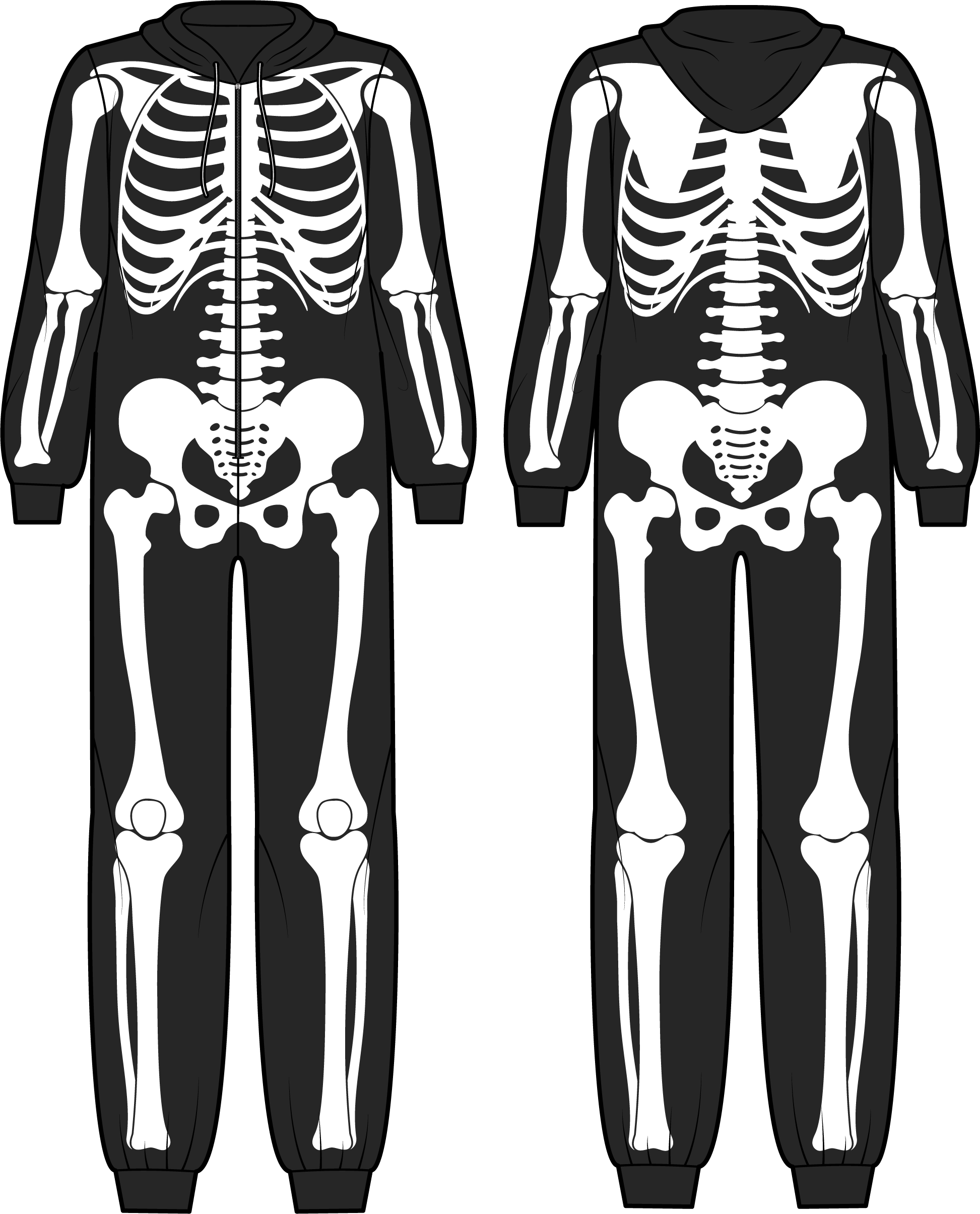 Adult skeleton onesie costume full-body pajama with hood and zipper"
This helps with Google Image Search and accessibility.