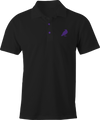 Black Polo Shirt with Purple Crow Embroidery Halloween business casual