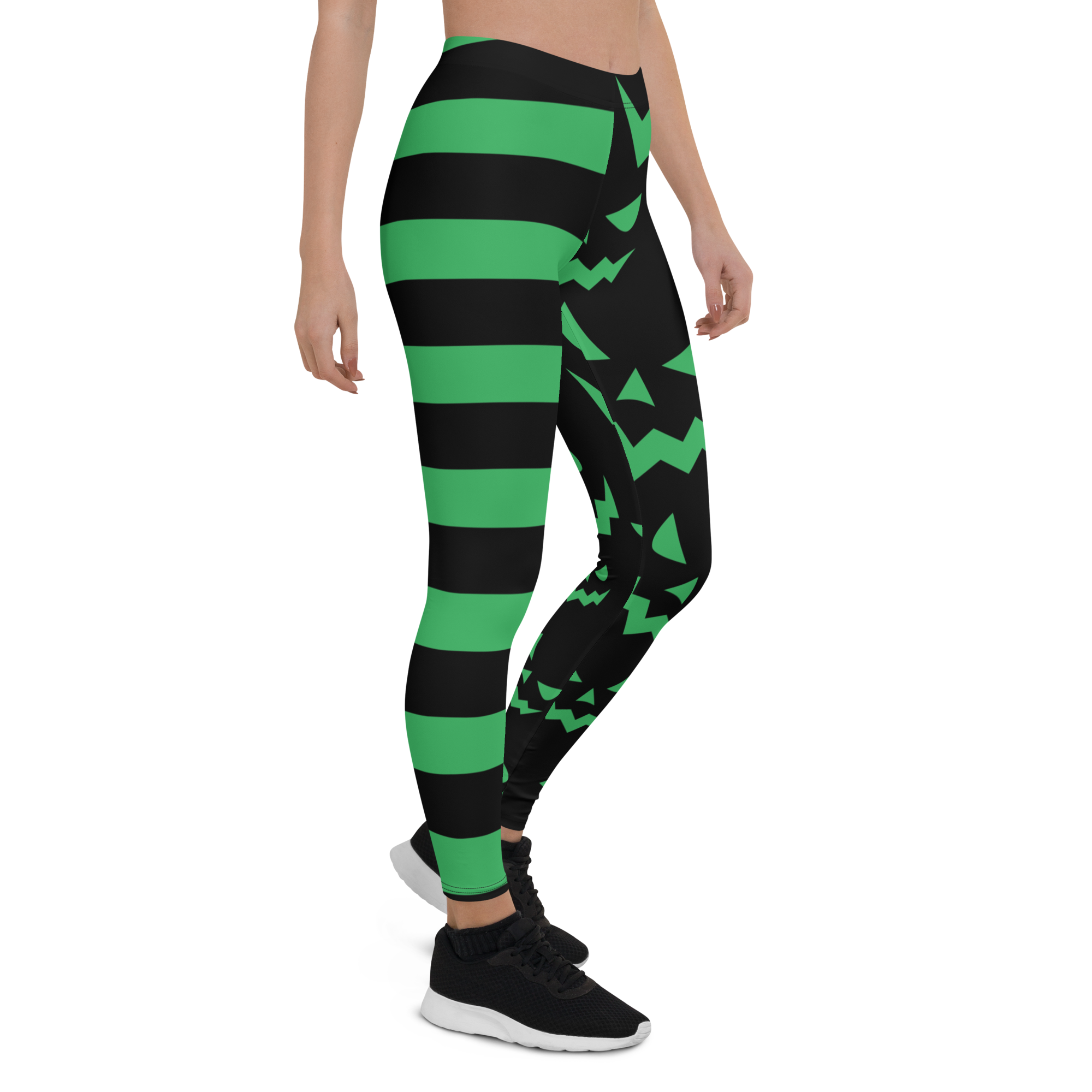 Green and black striped leggings hotsell