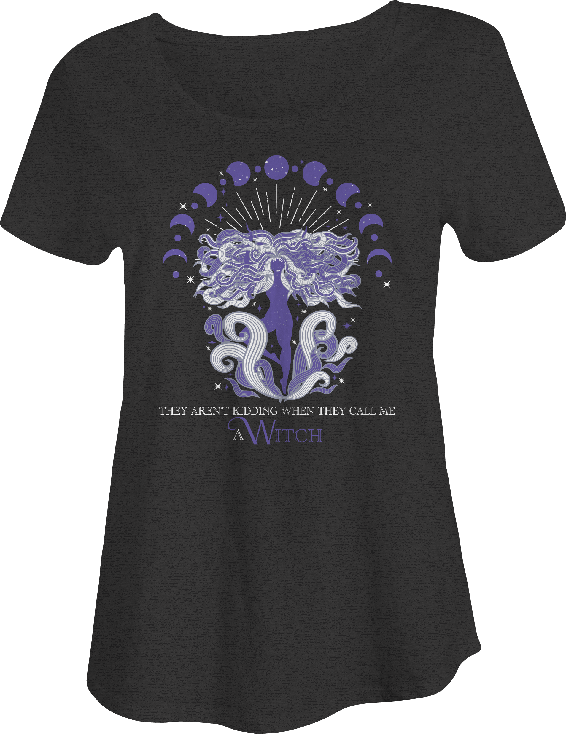 They Call Me a Witch Slouchy T-Shirt with Mystical Purple Graphic