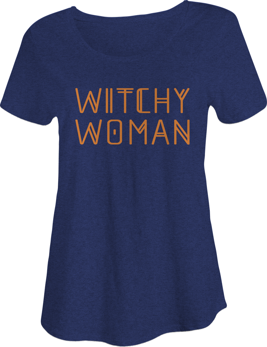 Witchy Woman Halloween Slouchy T-Shirt – Blue